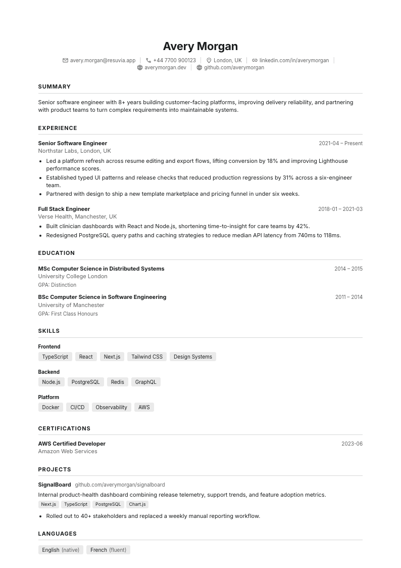 Minimal resume template