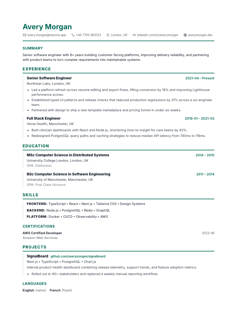 Modern resume template